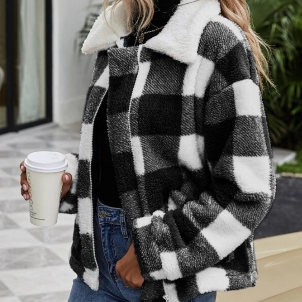 plaid Teddy jacket - Picture 4 of 5